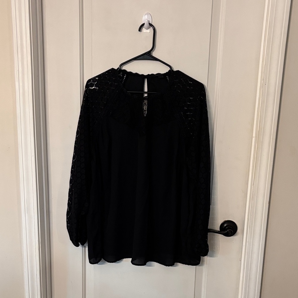 Torrid Black Lace Detail Blouse